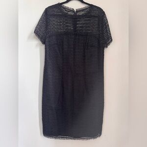 Escada Black Textured Lace Shift Dress Size 42 Designer Cocktail Dress
